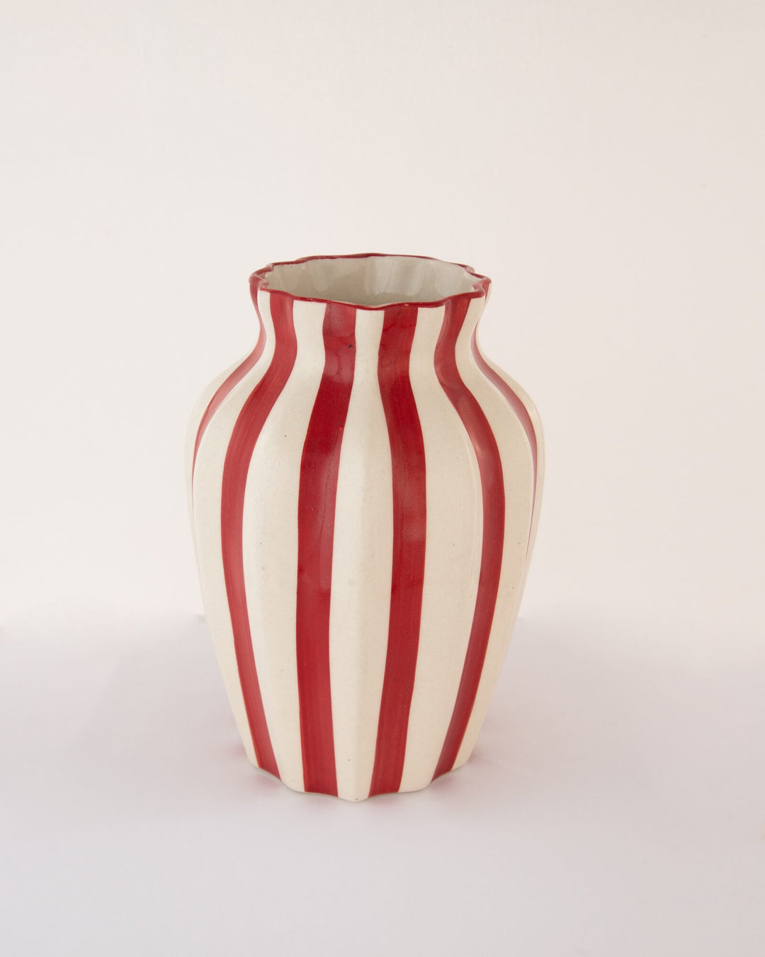 Leher Striped Hand-Painted Ceramic Vase - Red - view 2 of 3