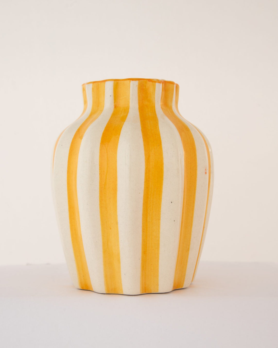 Leher Striped Hand-Painted Ceramic Vase - Marigold Yellow by Modus & Mood