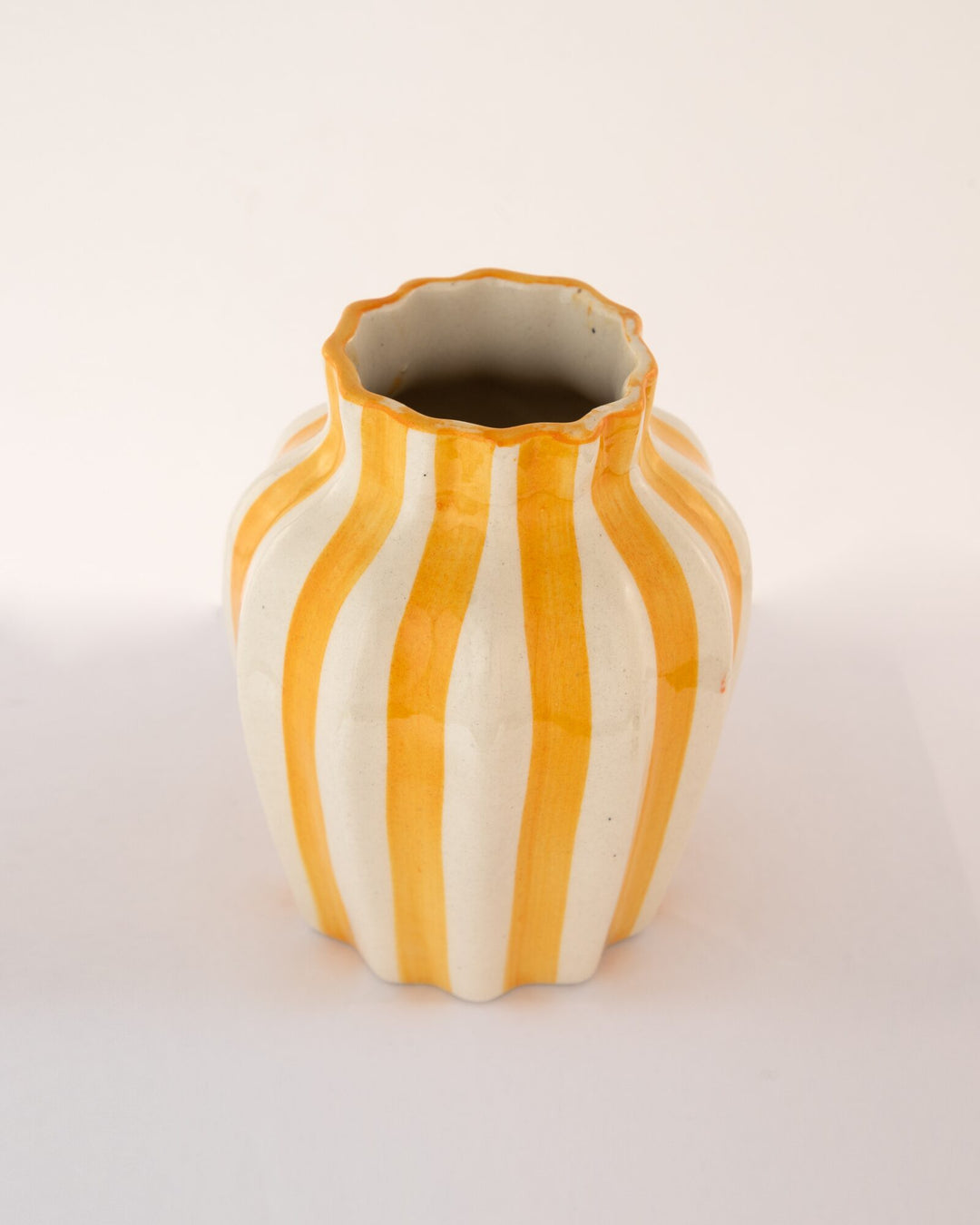 Leher Striped Hand-Painted Ceramic Vase - Marigold Yellow - view 3 of 3