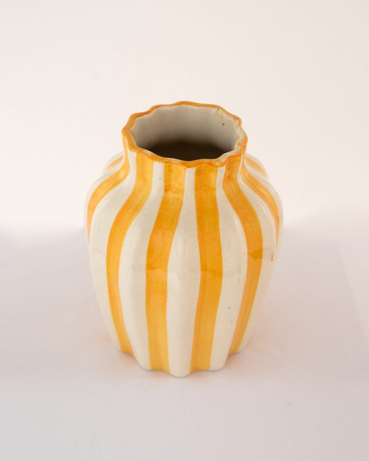 Leher Striped Hand-Painted Ceramic Vase - Marigold Yellow - view 3 of 3