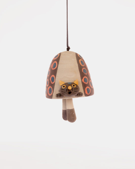Cat Nerikomi Ceramic Bell Hanging - Rust Rings - view 4 of 4