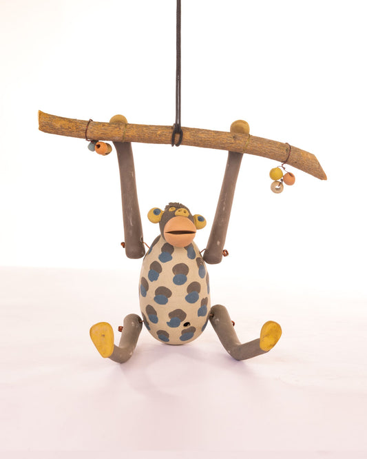 Branch Swing Nerikomi Ceramic Monkey Hanging by Modus & Mood