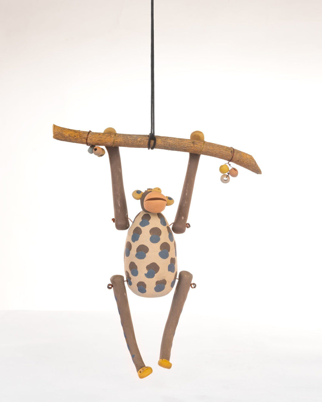Branch Swing Nerikomi Ceramic Monkey Hanging - view 2 of 3