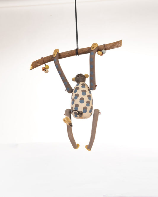 Branch Swing Nerikomi Ceramic Monkey Hanging - view 3 of 3