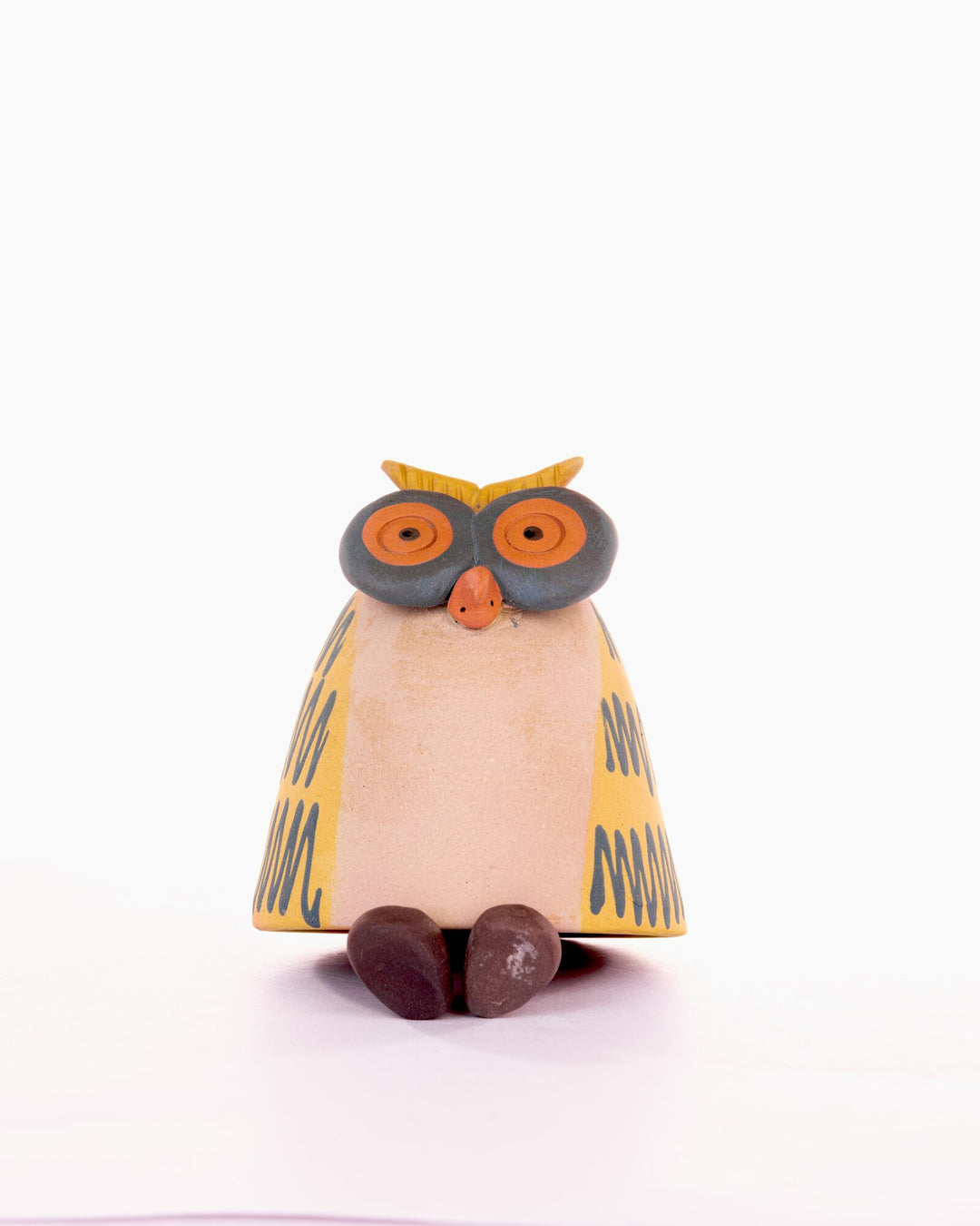 Owl Nerikomi Ceramic Bell Hanging - Blue Zigzag by Modus & Mood