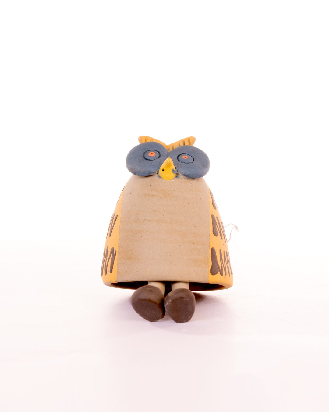 Owl Nerikomi Ceramic Bell Hanging - Ochre & Slate by Modus & Mood