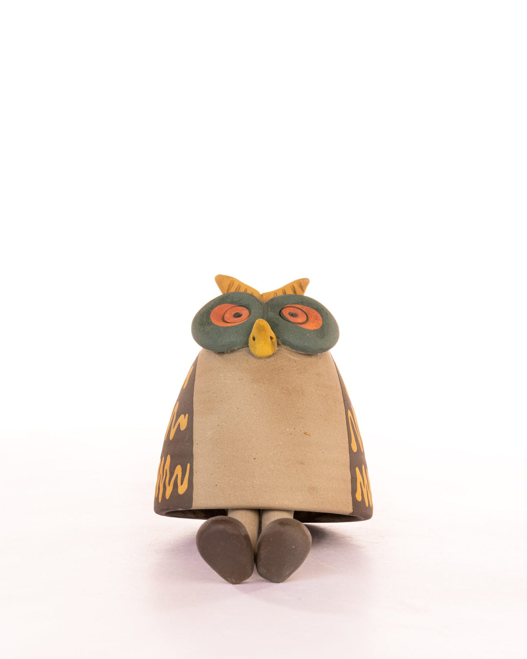 Owl Nerikomi Ceramic Bell Hanging - Ochre Zigzag by Modus & Mood
