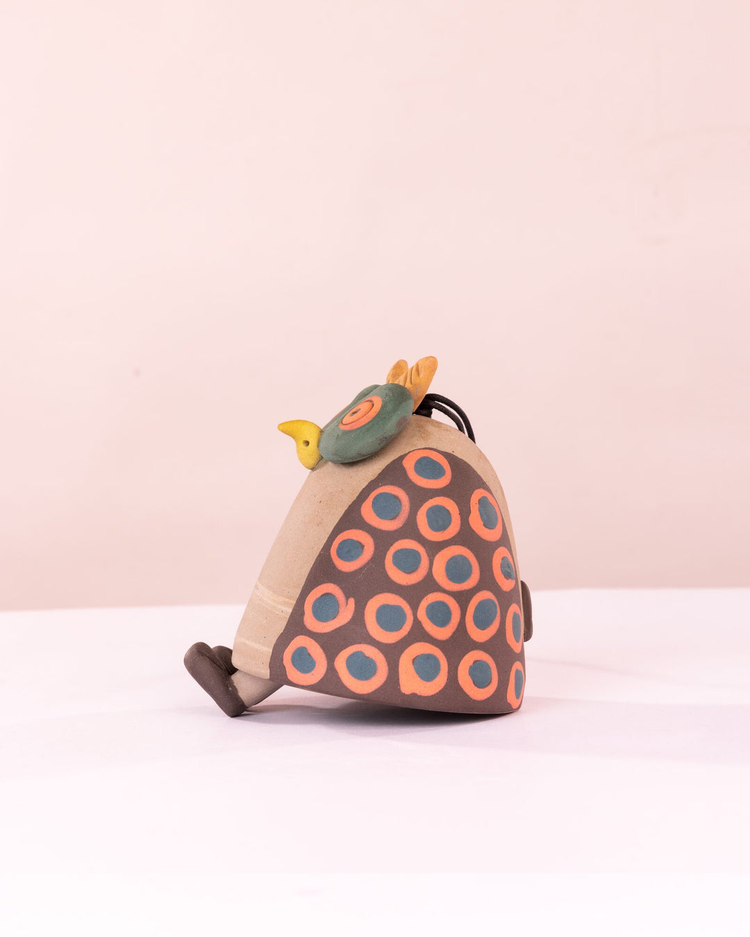 Owl Nerikomi Ceramic Bell Hanging - Rust Rings by Modus & Mood