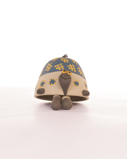 Turtle Nerikomi Ceramic Bell Hanging - Blue Floral by Modus & Mood