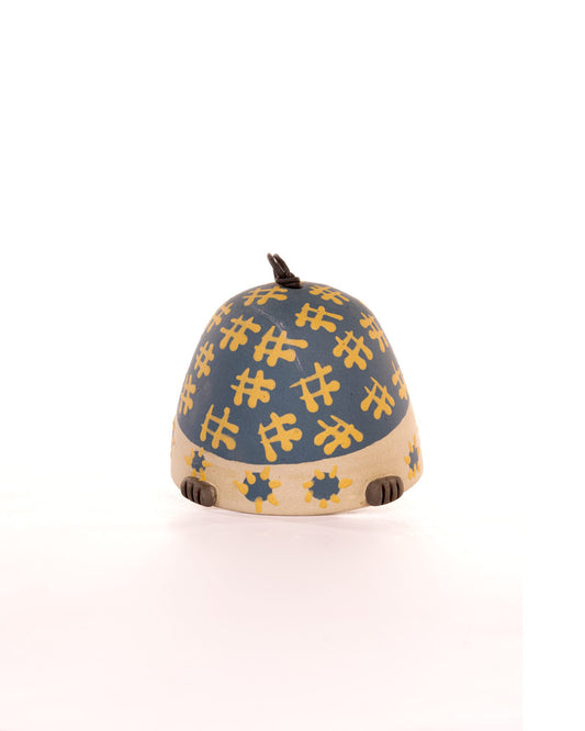 Turtle Nerikomi Ceramic Bell Hanging - Blue Floral - view 3 of 4