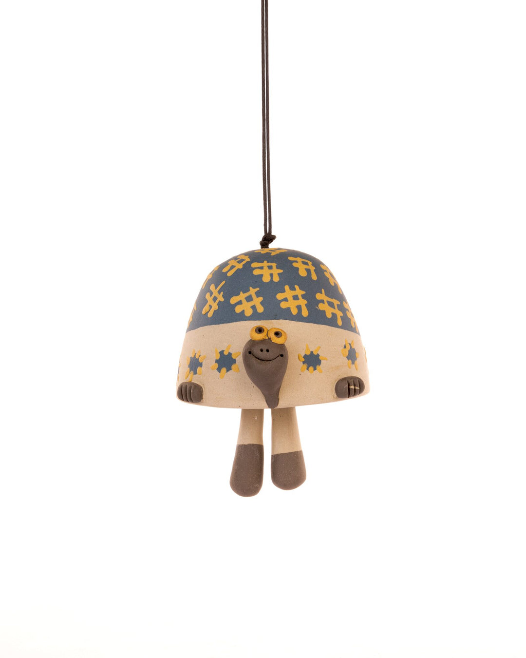 Turtle Nerikomi Ceramic Bell Hanging - Blue Floral - view 4 of 4