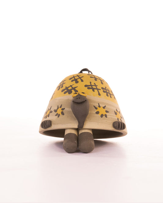 Turtle Nerikomi Ceramic Bell Hanging - Ochre Floral by Modus & Mood
