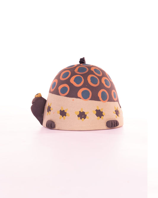 Turtle Nerikomi Ceramic Bell Hanging - Rust Rings - view 2 of 4