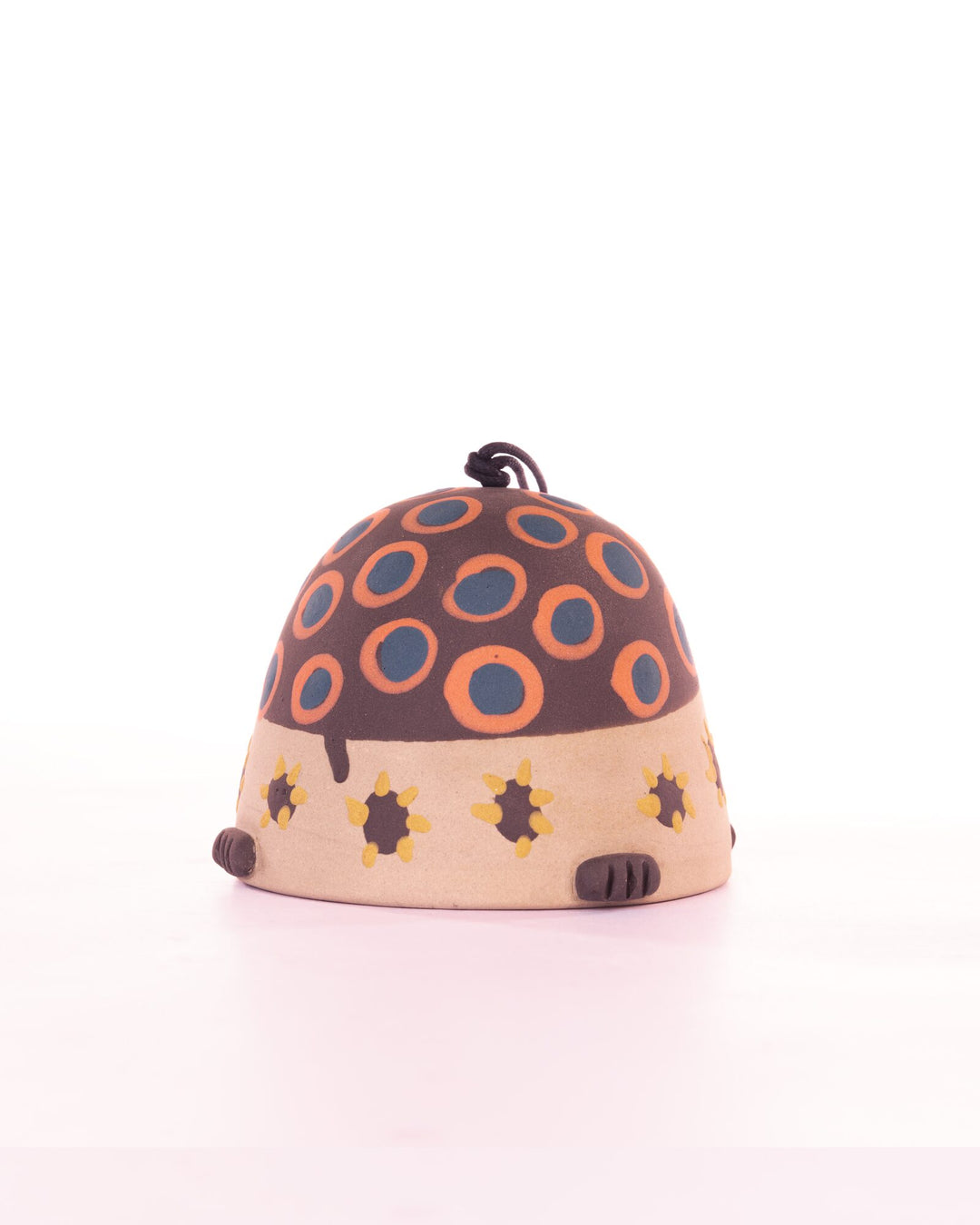 Turtle Nerikomi Ceramic Bell Hanging - Rust Rings - view 3 of 4