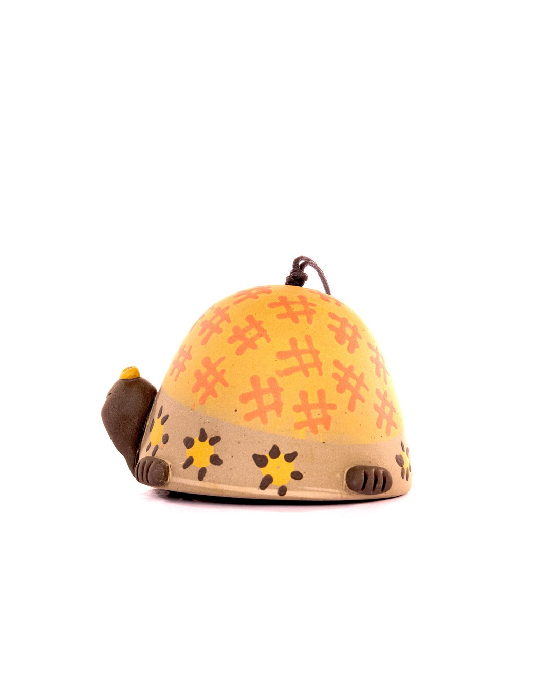 Turtle Nerikomi Ceramic Bell Hanging - Sunset Orange - view 2 of 4