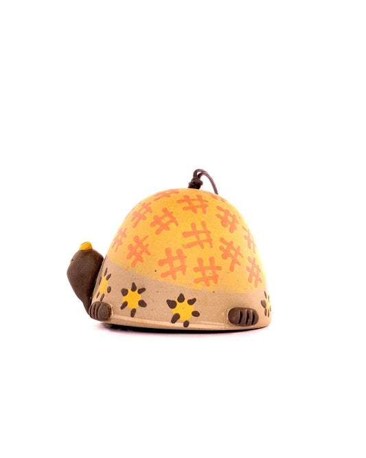 Turtle Nerikomi Ceramic Bell Hanging - Sunset Orange - view 2 of 4
