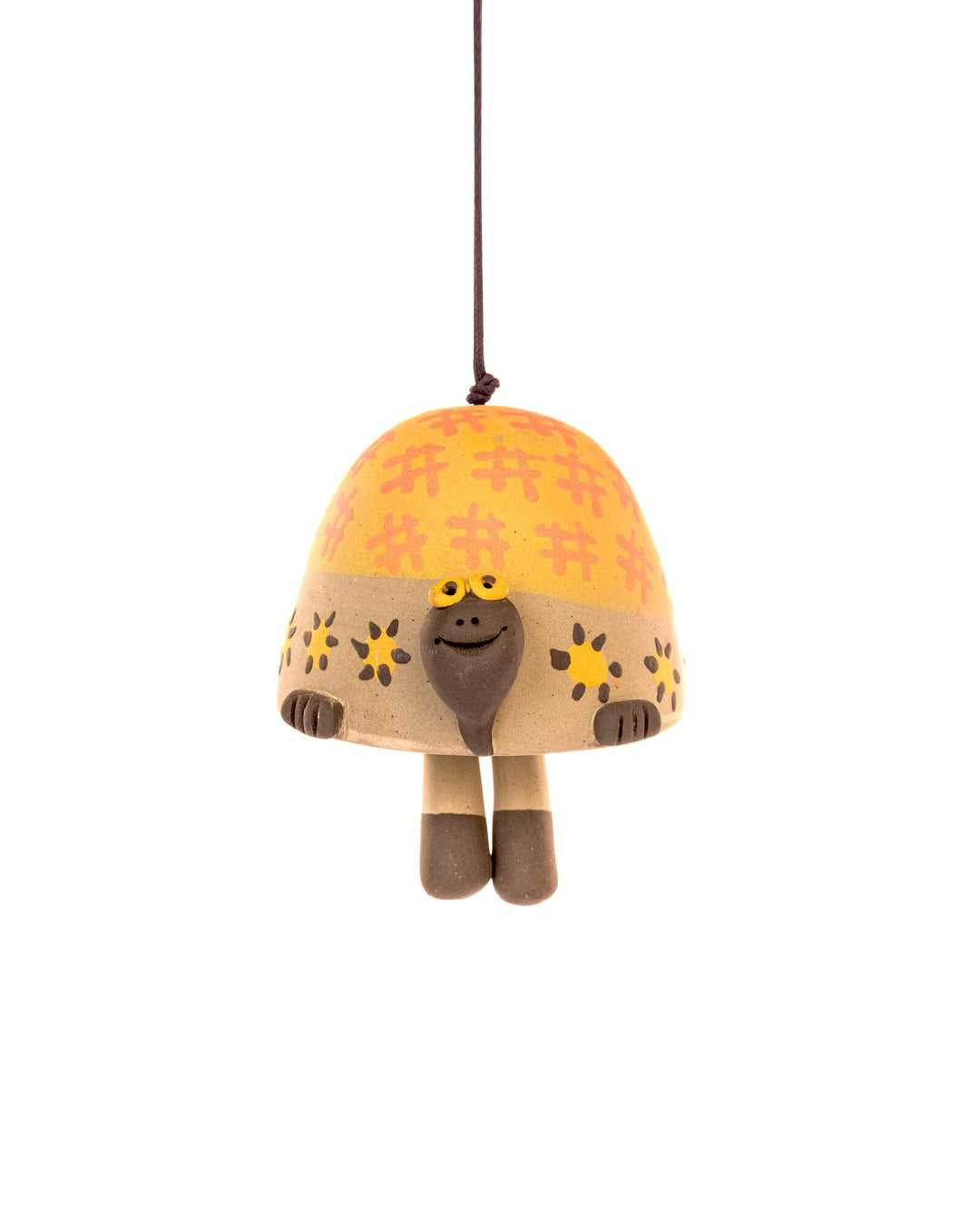 Turtle Nerikomi Ceramic Bell Hanging - Sunset Orange - view 4 of 4