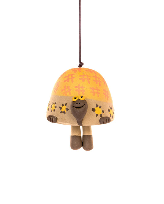 Turtle Nerikomi Ceramic Bell Hanging - Sunset Orange - view 4 of 4