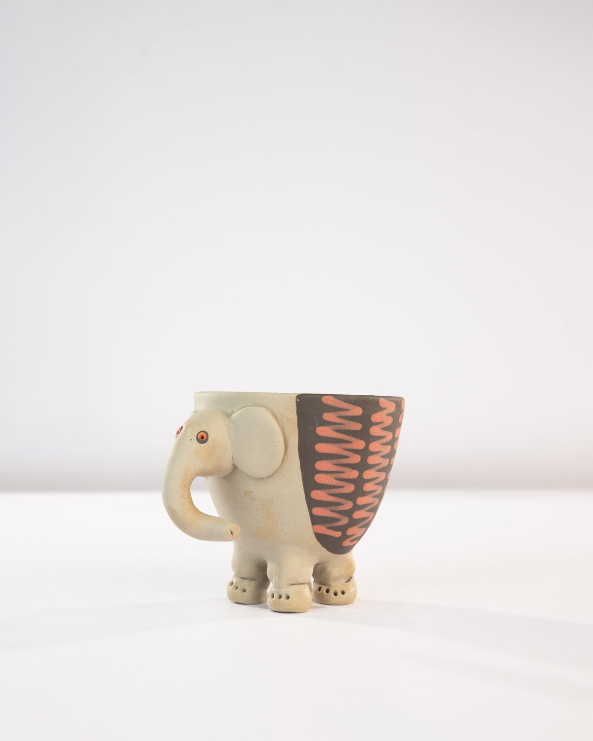 Hathi Elephant Nerikomi Ceramic Planter - Coral Zigzag - view 5 of 5