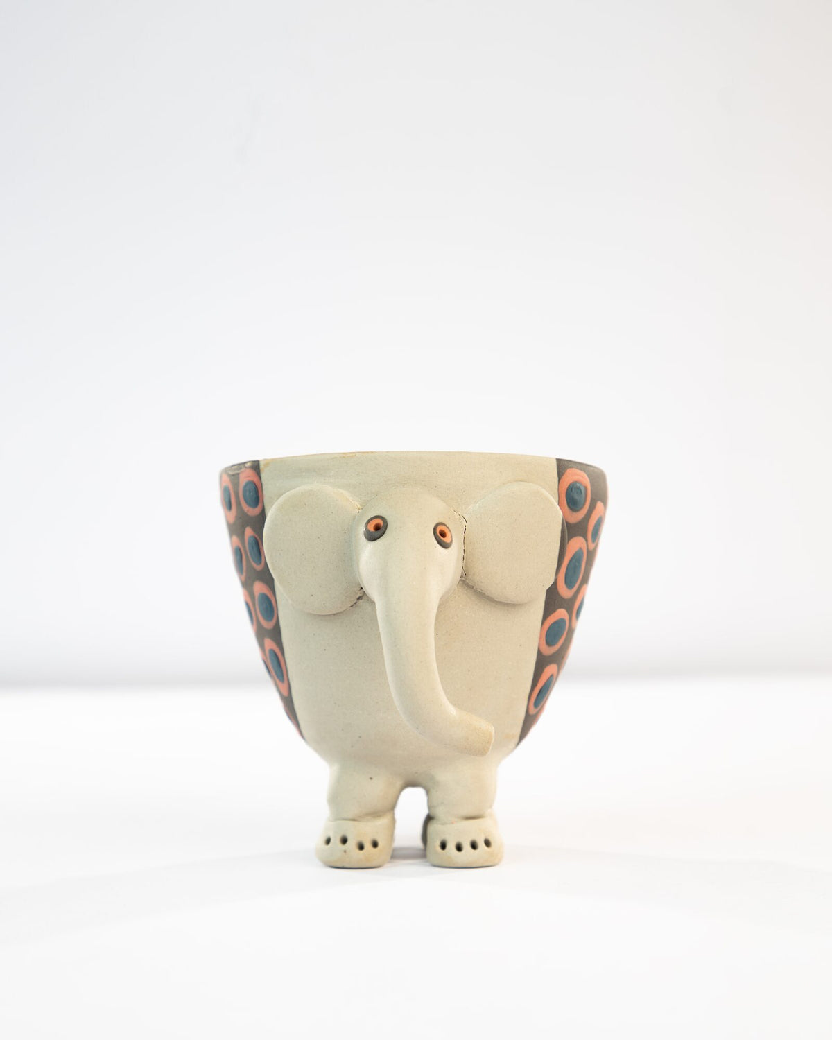 Hathi Elephant Nerikomi Ceramic Planter - Rust Rings by Modus & Mood
