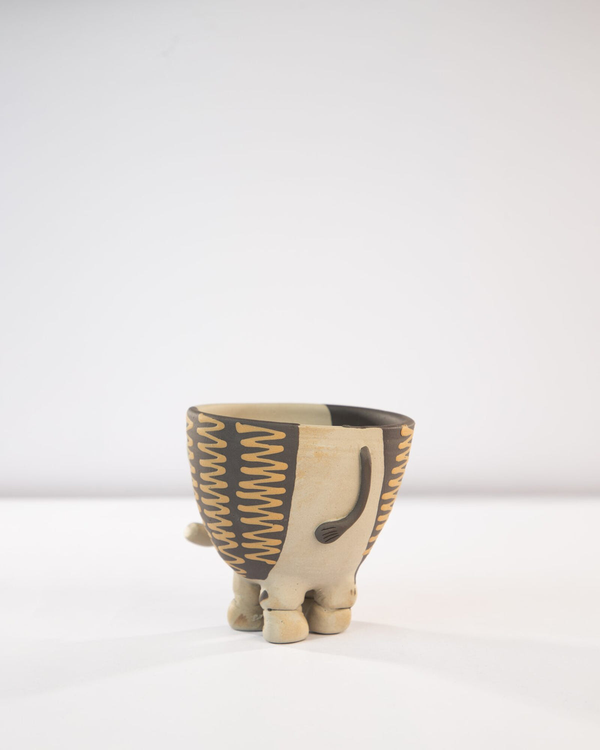Hathi Elephant Nerikomi Ceramic Planter - Saffron Zigzag - view 4 of 4