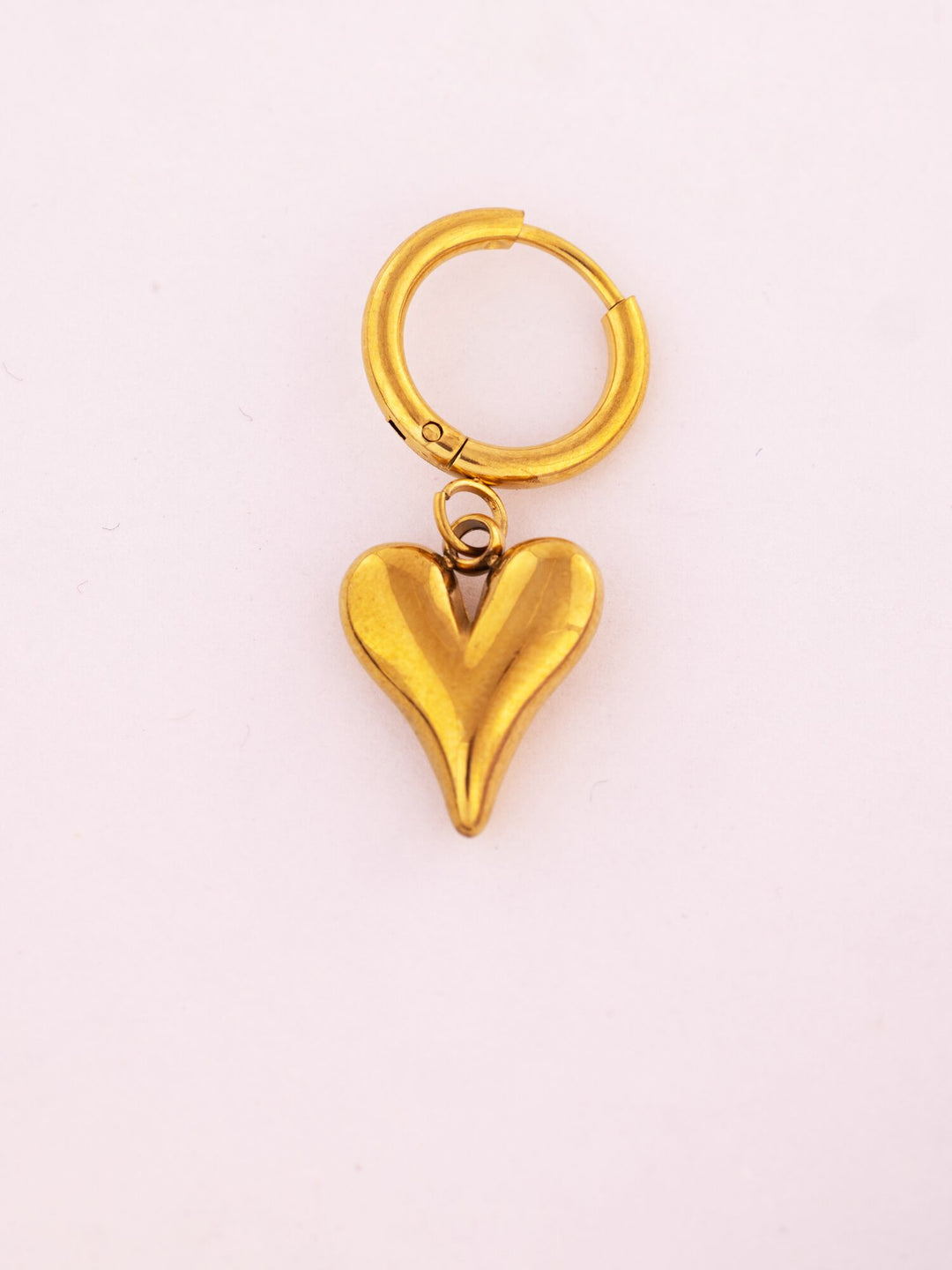 Puffed Heart Drop Anti-Tarnish Hoop Earrings by Modus & Mood