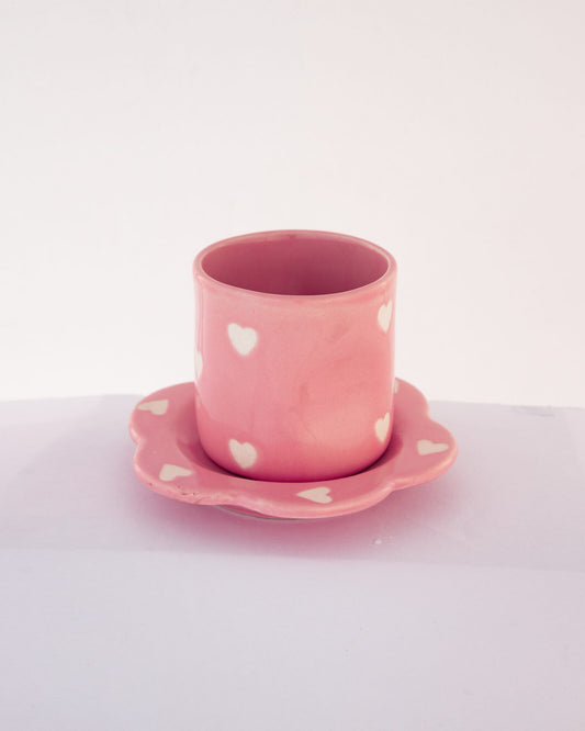 Gulabi Heart Ceramic Cup & Saucer Set - Pink - view 2 of 3