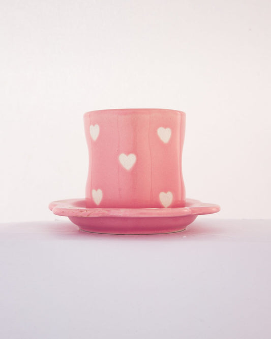 Gulabi Heart Ceramic Cup & Saucer Set - Pink - view 3 of 3
