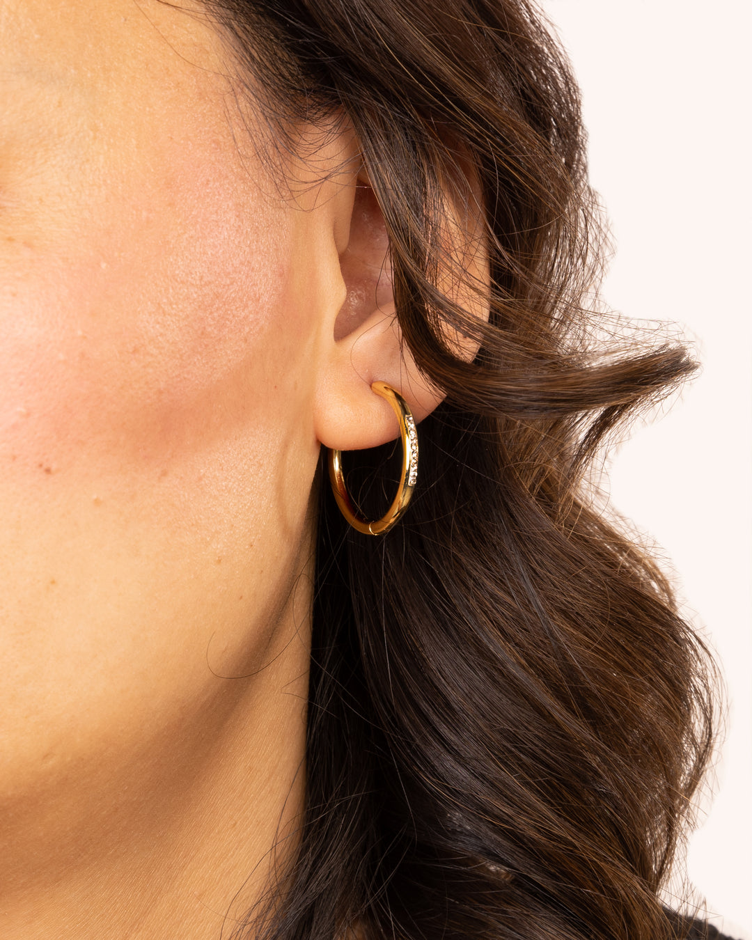 Pave Anti-Tarnish Huggie Hoop Earrings