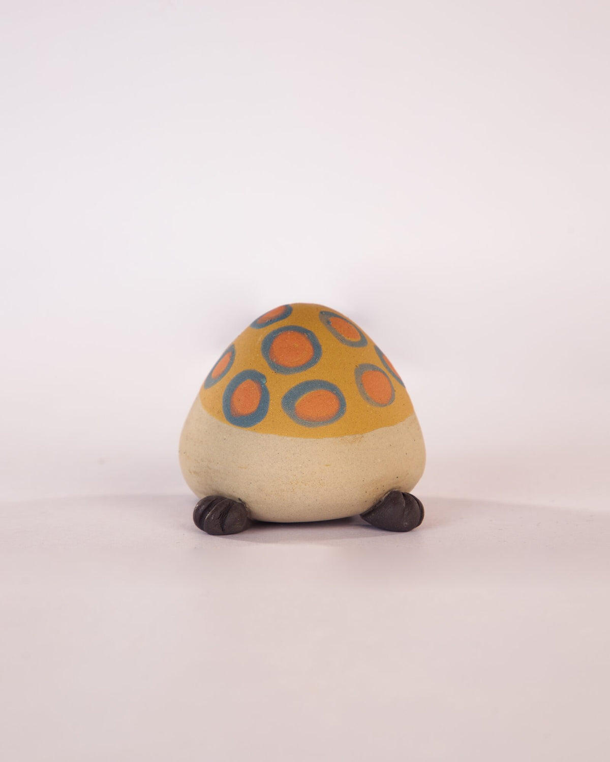 Kachhua Turtle Nerikomi Ceramic Figurine - Ochre & Blue Rings - view 5 of 5
