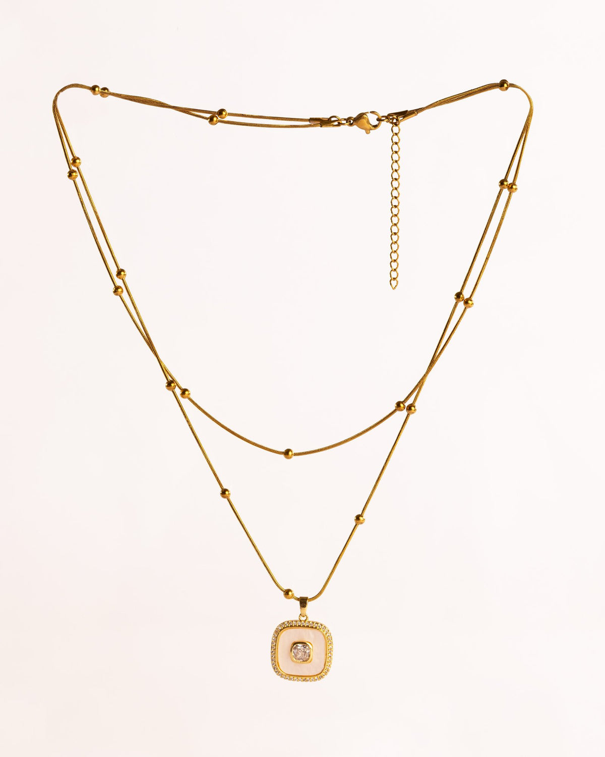 Layered Double-Chain Anti-Tarnish Pendant Necklace - view 2 of 4