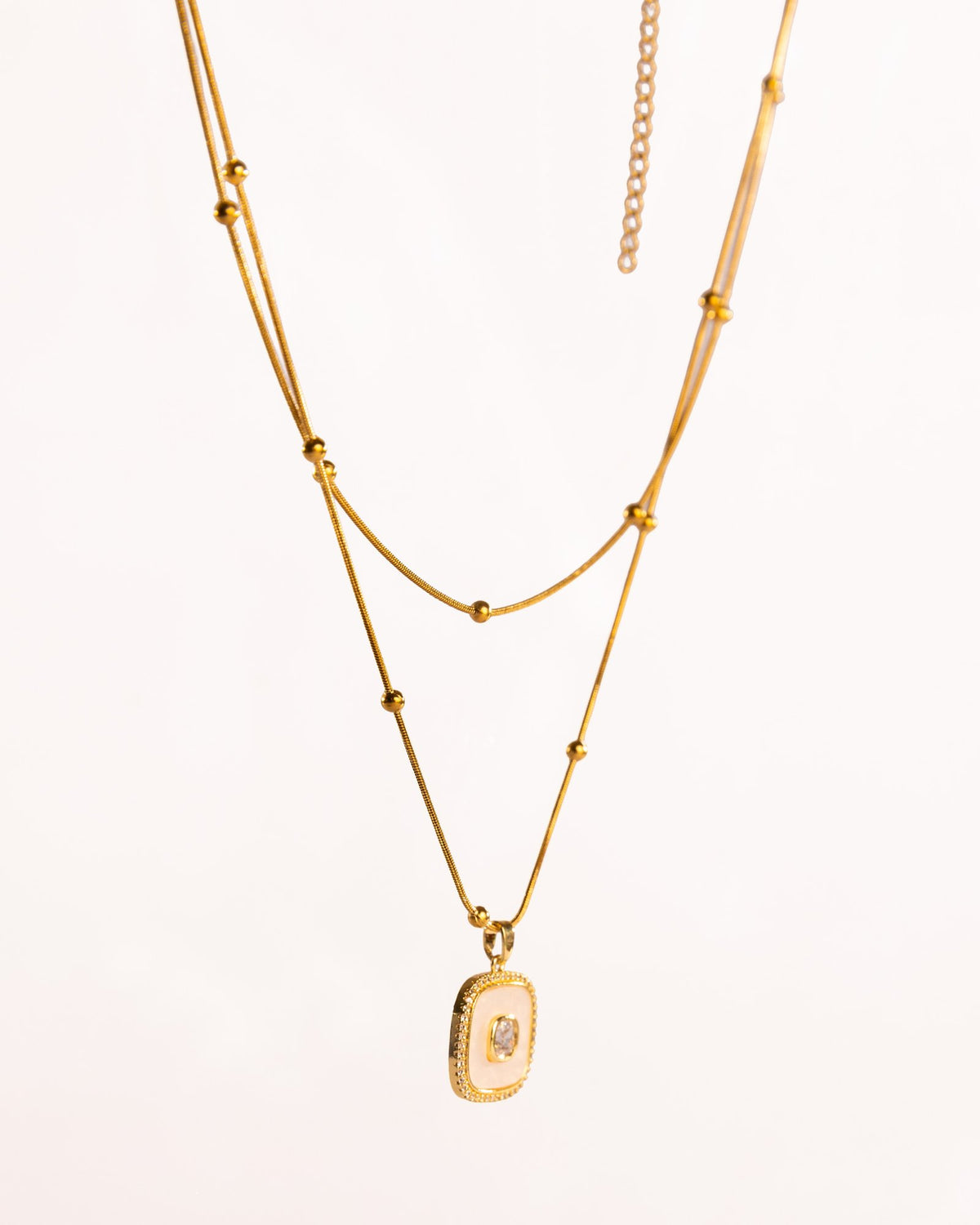 Layered Double-Chain Anti-Tarnish Pendant Necklace - view 3 of 4