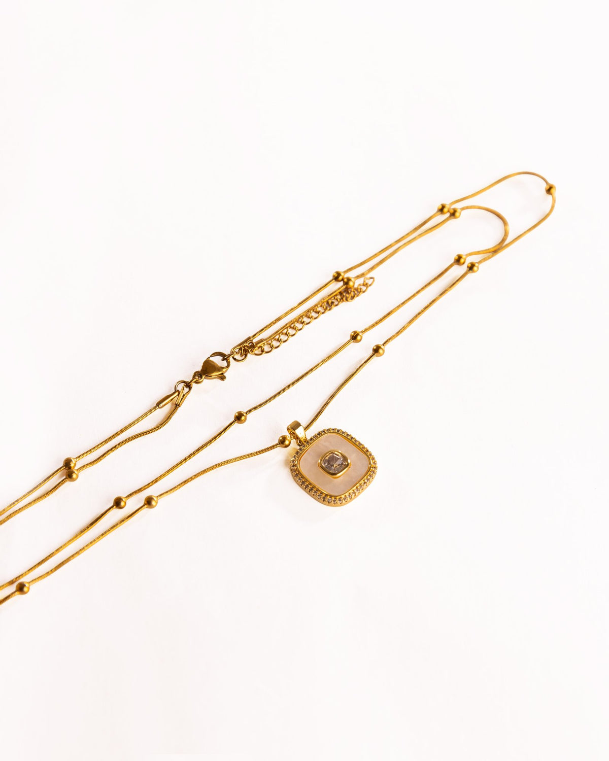 Layered Double-Chain Anti-Tarnish Pendant Necklace - view 4 of 4