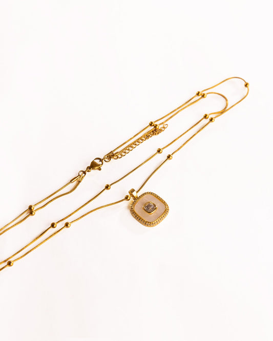 Layered Double-Chain Anti-Tarnish Pendant Necklace - view 4 of 4