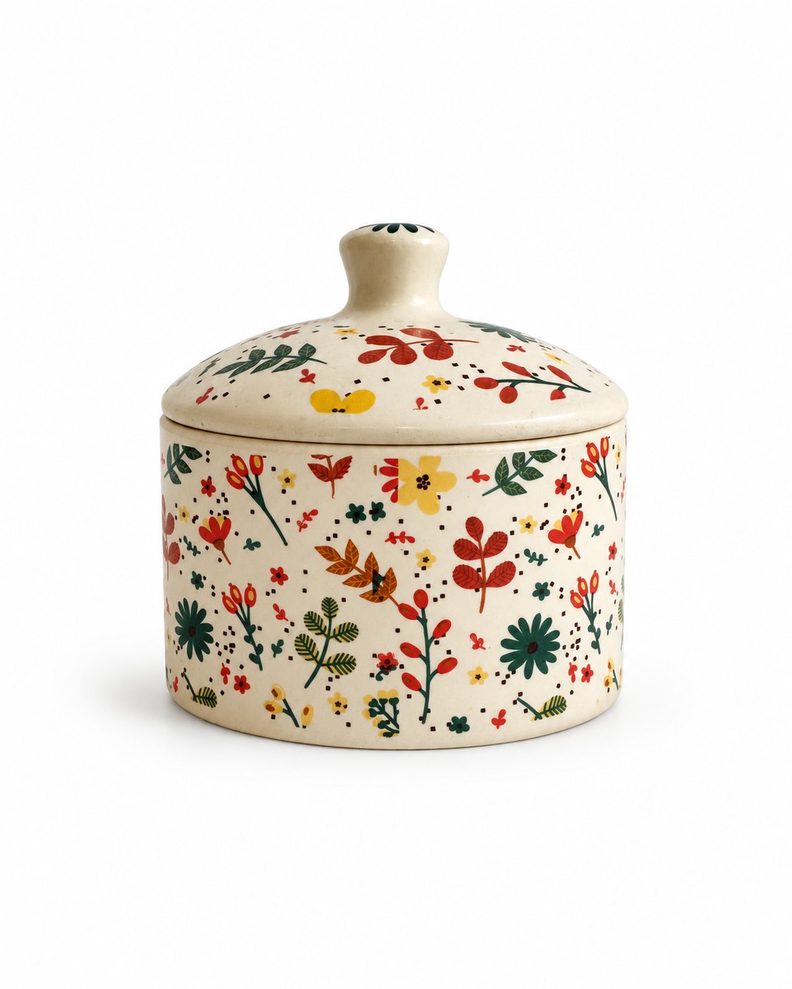 Leaf and Flower Ceramic Storage Jar - Cream by Modus & Mood