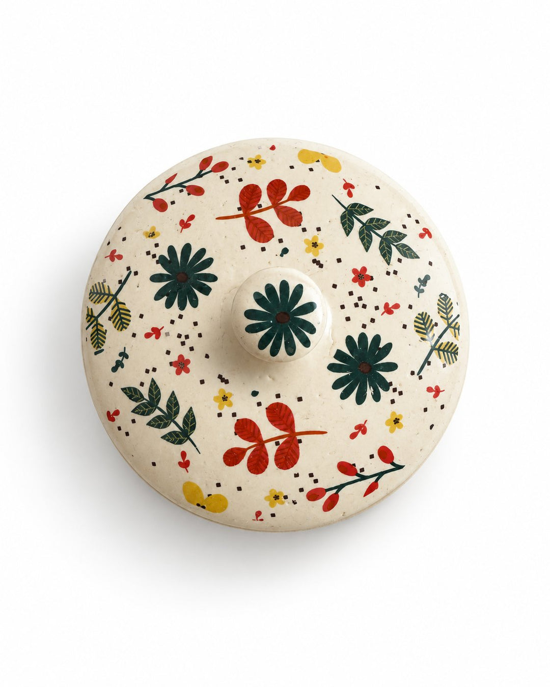 Leaf and Flower Ceramic Storage Jar - Cream - view 3 of 3