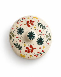 Leaf and Flower Ceramic Storage Jar - Cream - view 3 of 3