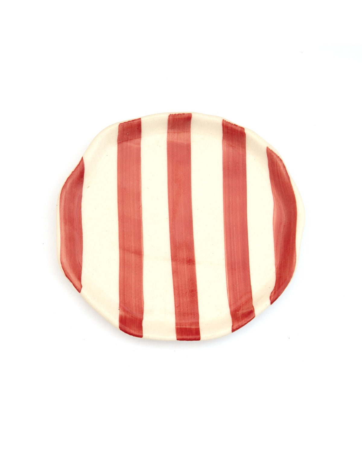 Leher Stripe Hand-Painted Ceramic Plate - Coral by Modus & Mood