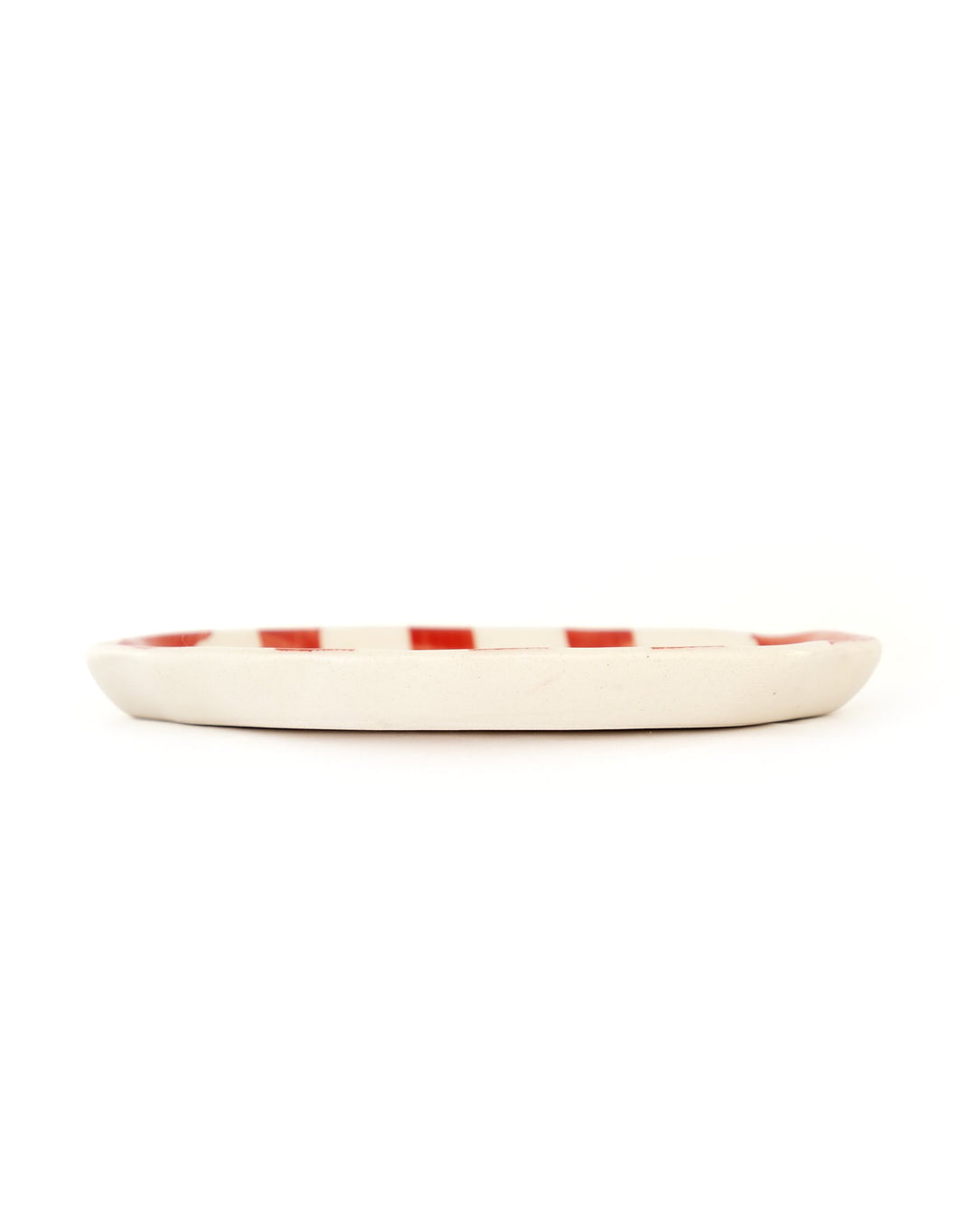 Leher Stripe Hand-Painted Ceramic Plate - Coral - view 2 of 3