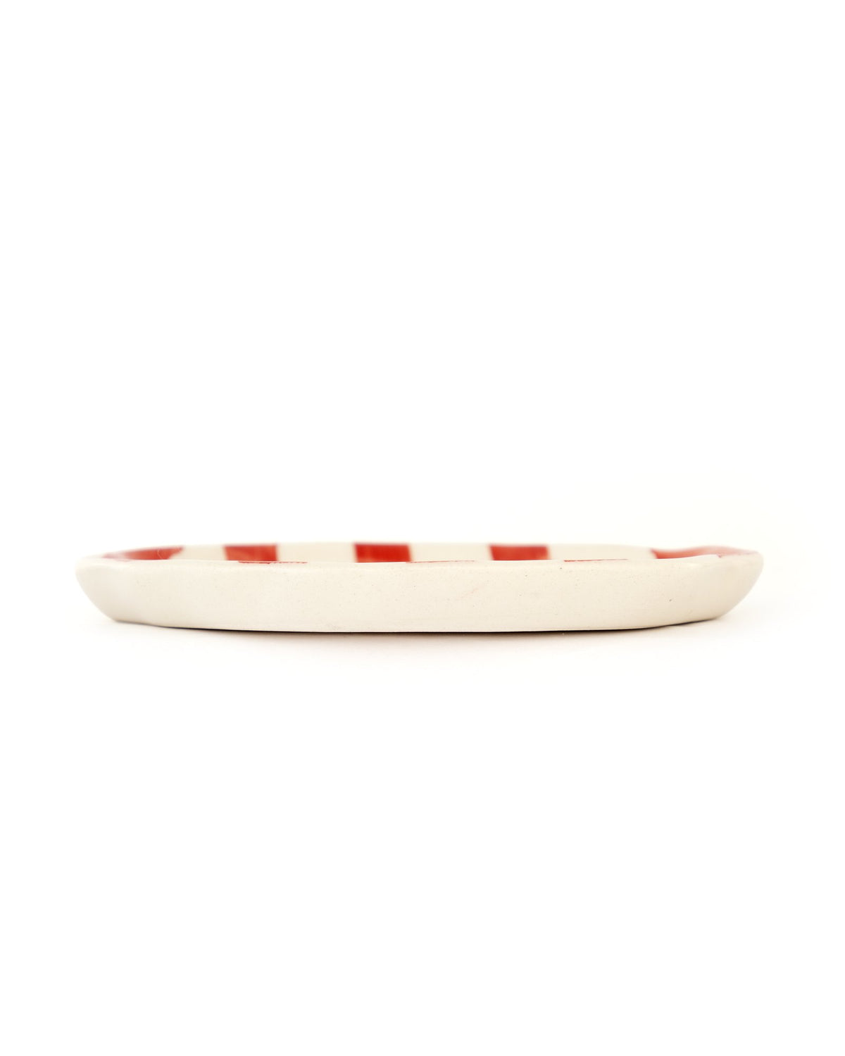 Leher Stripe Hand-Painted Ceramic Plate - Coral - view 2 of 3