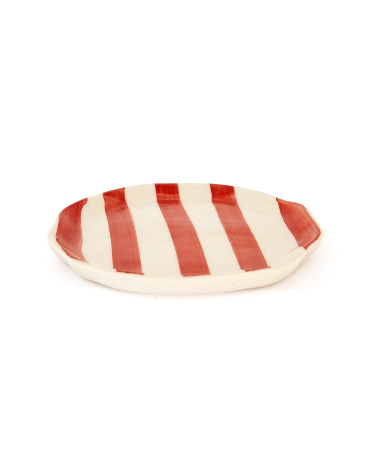 Leher Stripe Hand-Painted Ceramic Plate - Coral - view 3 of 3