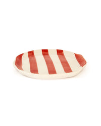 Leher Stripe Hand-Painted Ceramic Plate - Coral - view 3 of 3
