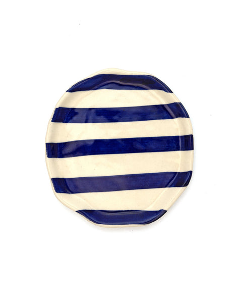 Leher Stripe Hand-Painted Ceramic Plate - Indigo