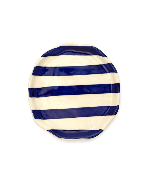 Leher Stripe Hand-Painted Ceramic Plate - Indigo