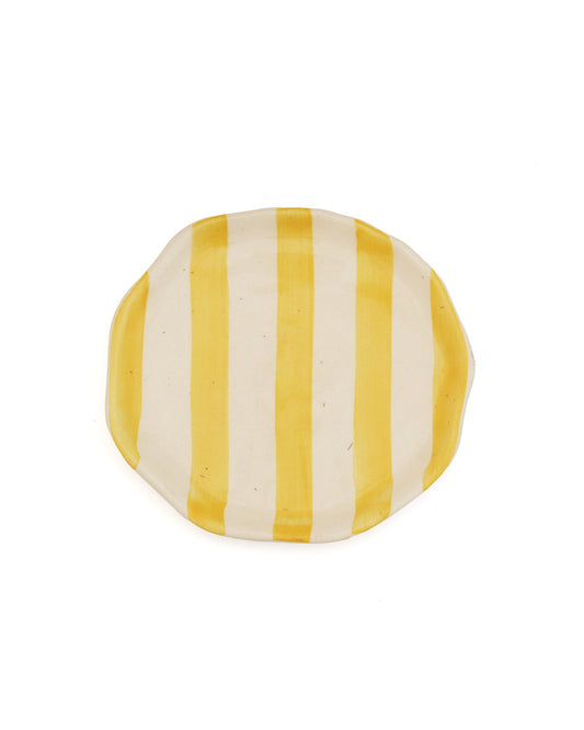 Leher Stripe Hand-Painted Ceramic Plate - Marigold Yellow by Modus & Mood