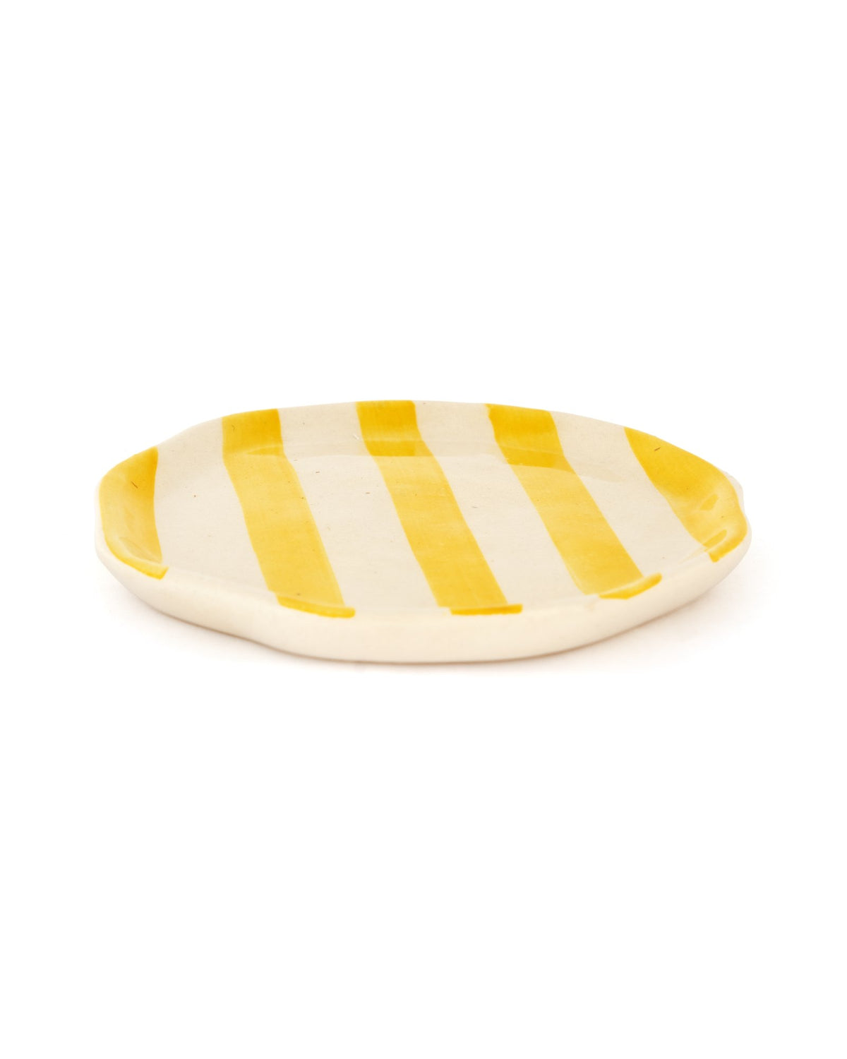 Leher Stripe Hand-Painted Ceramic Plate - Marigold Yellow - view 3 of 3