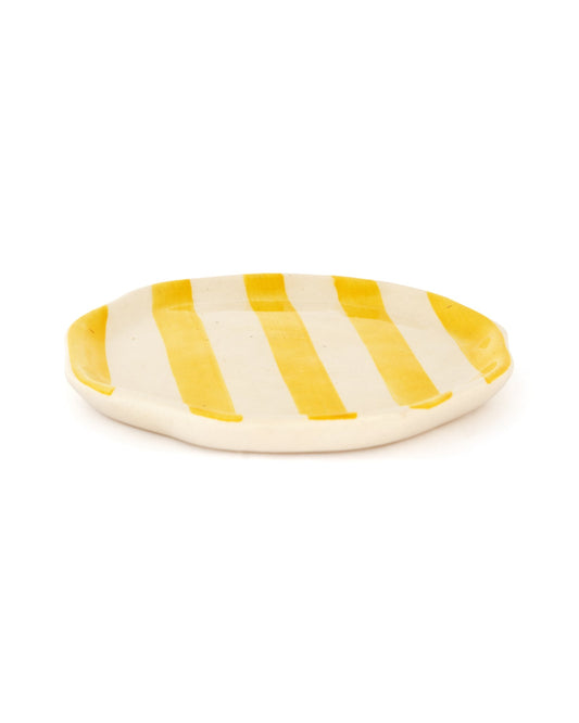 Leher Stripe Hand-Painted Ceramic Plate - Marigold Yellow - view 3 of 3