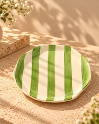 Leher Stripe Hand-Painted Ceramic Plate - Mint Green by Modus & Mood