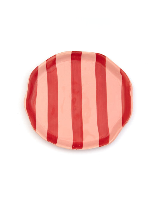 Leher Stripe Hand-Painted Ceramic Plate - Scarlet Red by Modus & Mood
