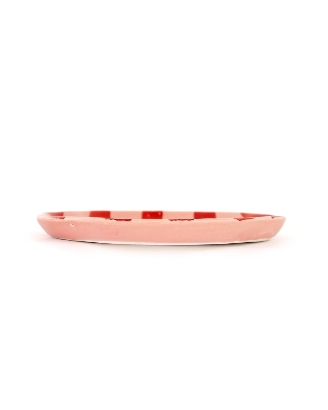 Leher Stripe Hand-Painted Ceramic Plate - Scarlet Red - view 2 of 3
